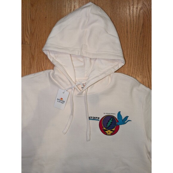 Grateful Dead Hoodie by Marine Layer S Cream Shoreline Amphitheatre Unisex NWT - Picture 5 of 9